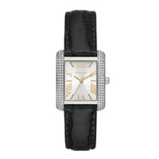  Shop Authentic Michael Kors Emery Three Hand Silver Dial Black Leather Strap Watch For Women - MK4696 - Luxxuri
