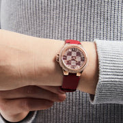  Shop Authentic Michael Kors Camille Three Hand Crystals Rose Gold Dial Red Leather Strap Watch For Women - MK4701 - Luxxuri