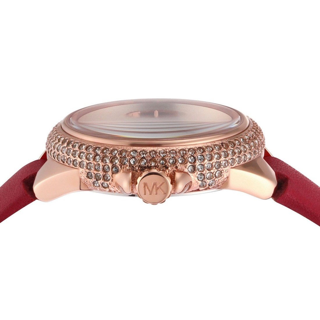  Shop Authentic Michael Kors Camille Three Hand Crystals Rose Gold Dial Red Leather Strap Watch For Women - MK4701 - Luxxuri