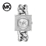  Shop Authentic Michael Kors Chain Lock Pave Silver Dial Silver Steel Strap Watch For Women - MK4718 - Luxxuri