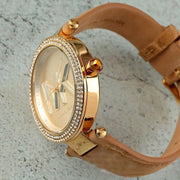  Shop Authentic Michael Kors Parker Three-Hand Gold Dial Brown Leather Strap Watch For Women - MK4725 - Luxxuri