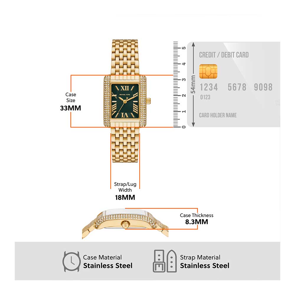 Shop Authentic Michael Kors Emery Pave Analog Green Dial Gold Steel Strap Watch for Women - MK4742 - Luxxuri