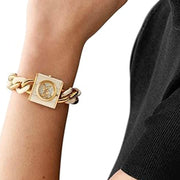  Shop Authentic Michael Kors Chain Lock Analog Crystals Silver Dial Gold Steel Strap Watch for Women - MK4809 - Luxxuri