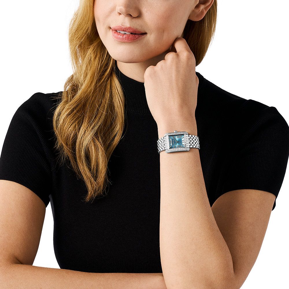  Shop Authentic Michael Kors Emery Analog Three Hand Blue Dial Silver Steel Strap Watch for Women - MK4829 - Luxxuri
