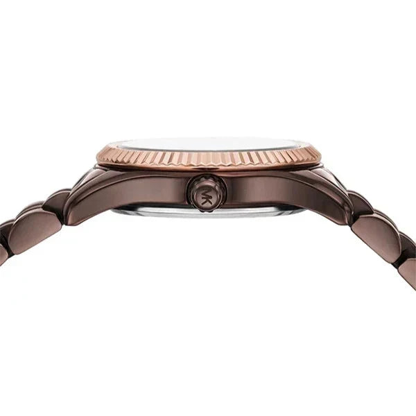  Shop Authentic Michael Kors Lexington Three-Hand Brown Dial Brown Steel Strap Watch for Women - MK4844 - Luxxuri