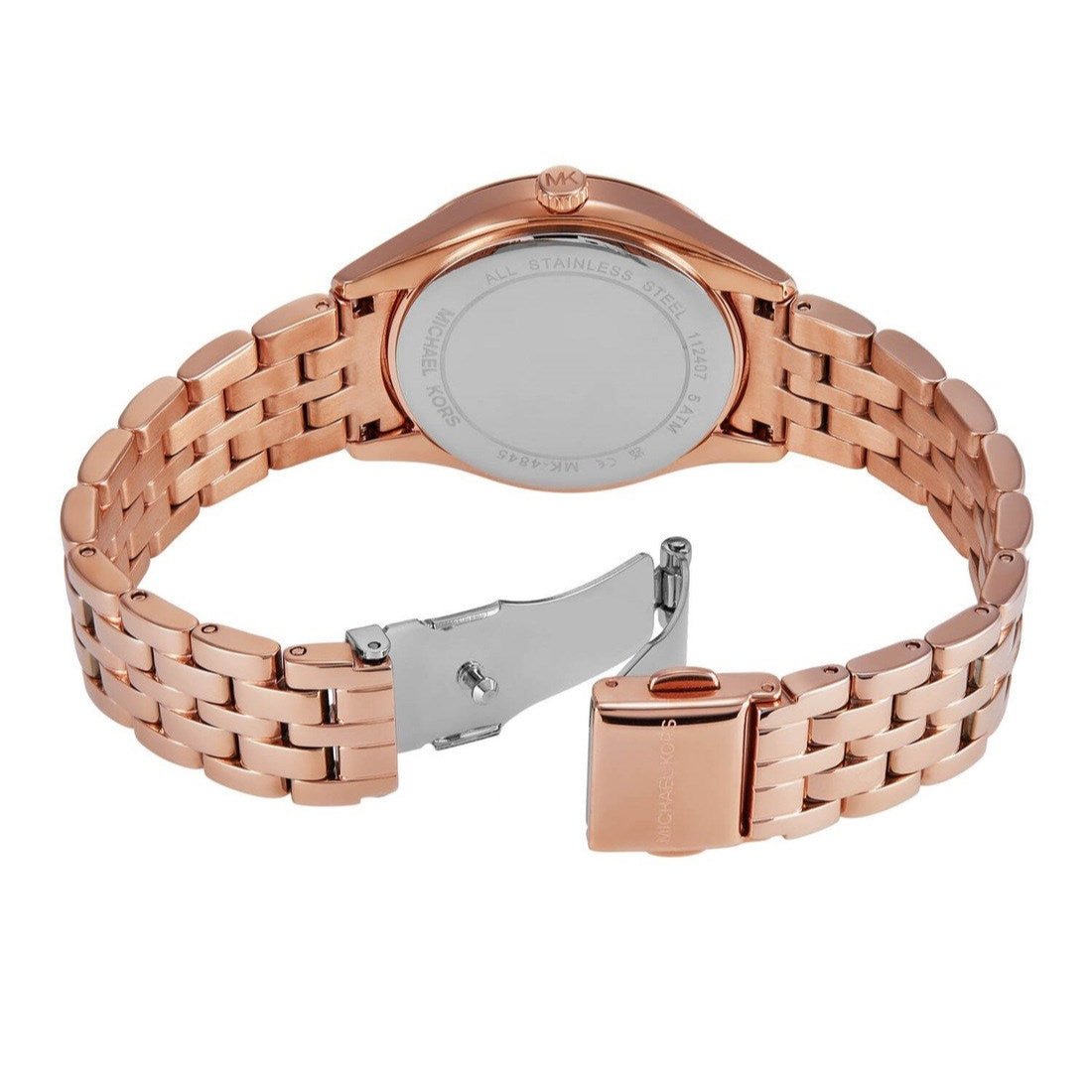  Shop Authentic Michael Kors Harlowe Three-Hand Rose Gold Dial Rose Gold Steel Strap Watch for Women - MK4845 - Luxxuri