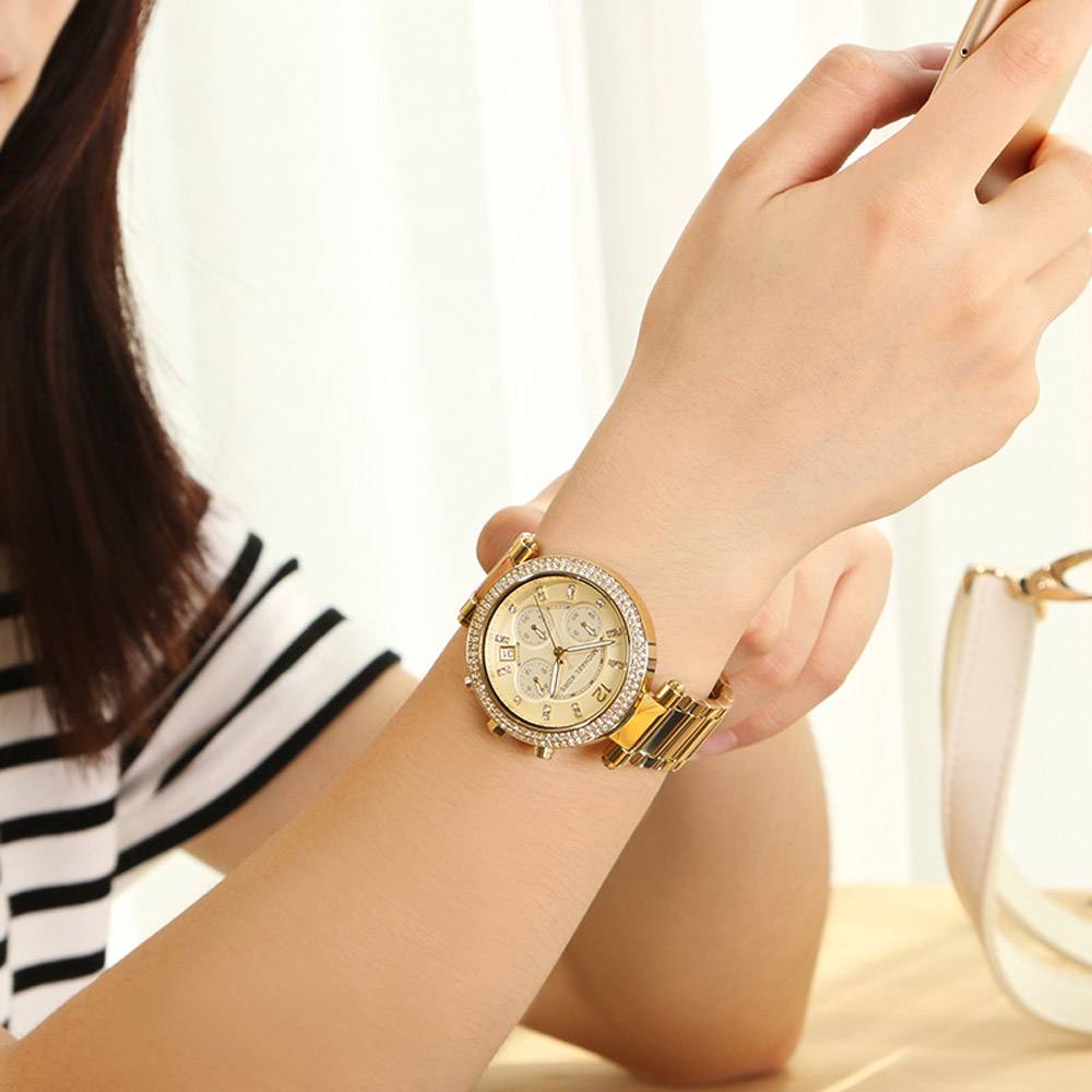  Shop Authentic Michael Kors Parker Gold Dial Gold Steel Strap Watch for Women - MK5354 - Luxxuri