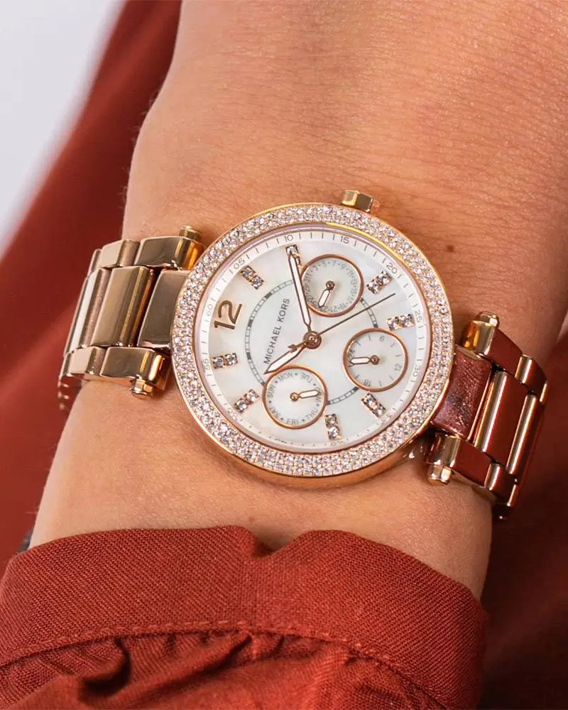  Shop Authentic Michael Kors Parker White Dial Rose Gold Steel Strap Watch for Women - MK5616 - Luxxuri