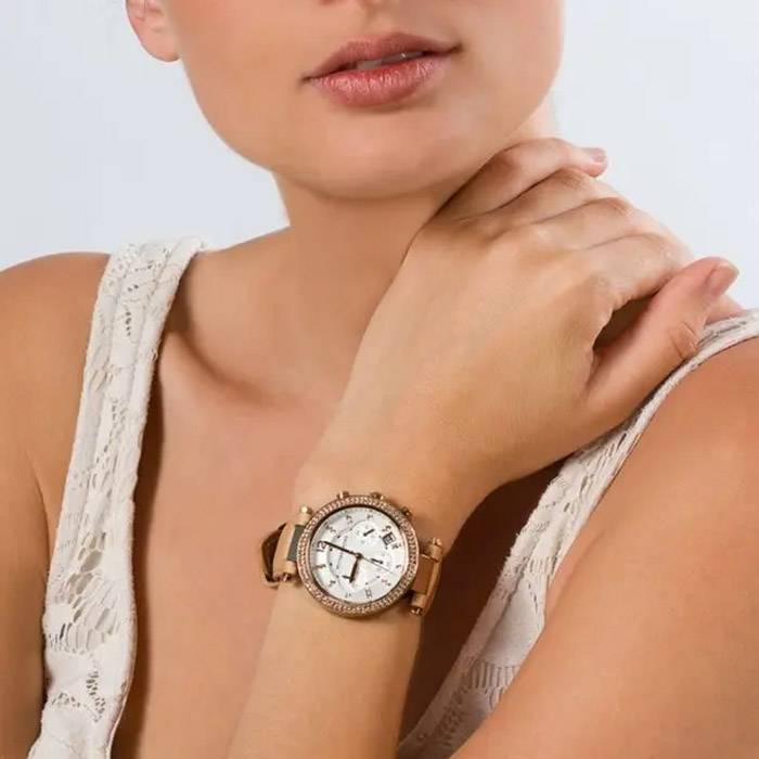  Shop Authentic Michael Kors Parker Chronograph White Dial Tan Leather Strap Watch for Women - MK5633 - Luxxuri