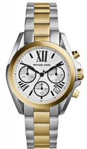  Shop Authentic Michael Kors Bradshaw Chronograph Silver Dial Two Tone Steel Strap Watch For Women - MK5912 - Luxxuri
