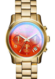  Shop Authentic Michael Kors Runway Iridescent Pink Dial Gold Steel Strap Watch for Women - MK5939 - Luxxuri