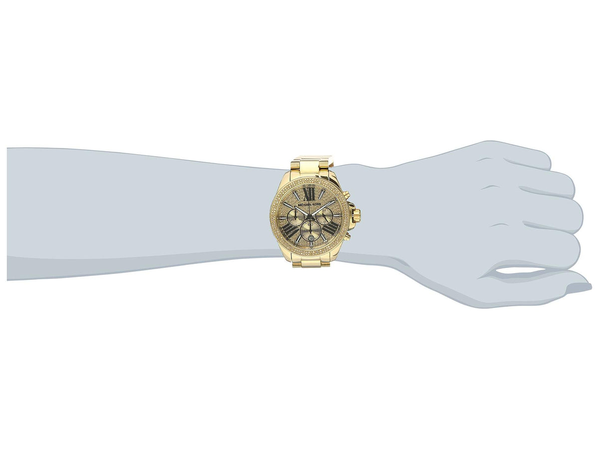  Shop Authentic Michael Kors Wren Chronograph Crystal Pave Gold Dial Gold Steel Strap Watch for Women - MK6095 - Luxxuri