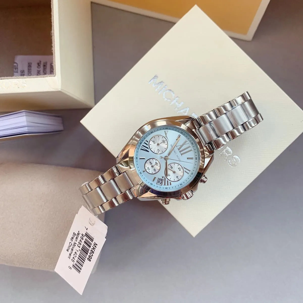  Shop Authentic Michael Kors Bradshaw Chronograph Blue Dial Silver Steel Strap Watch For Women - MK6098 - Luxxuri