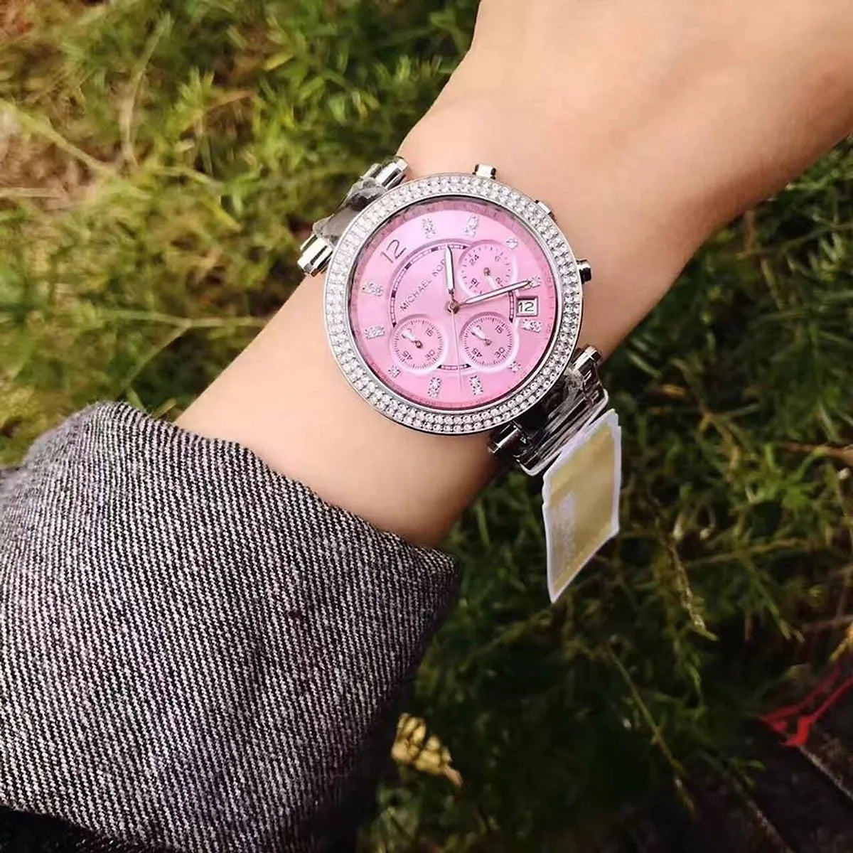  Shop Authentic Michael Kors Parker Chronograph Pink Dial Silver Steel Strap Watch For Women - MK6105 - Luxxuri