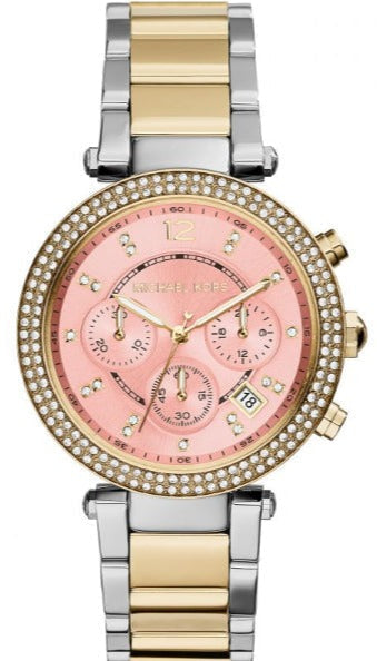  Shop Authentic Michael Kors Parker Pink Dial Two Tone Steel Strap Watch for Women - MK6140 - Luxxuri
