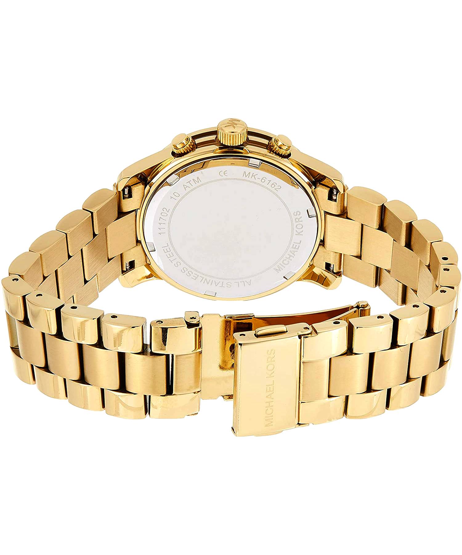  Shop Authentic Michael Kors Runway Chronograph Orange Dial Gold Steep Strap Watch For Women - MK6162 - Luxxuri