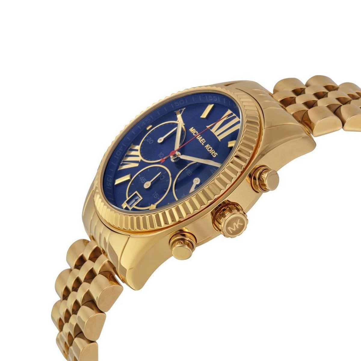  Shop Authentic Michael Kors Lexington Chronograph Blue Dial Gold Steel Strap Watch For Women - MK6206 - Luxxuri
