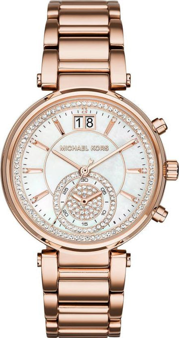 Shop Authentic Michael Kors Sawyer Mother of Pearl White Dial Rose Gold Steel Strap Watch for Women - MK6282 - Luxxuri