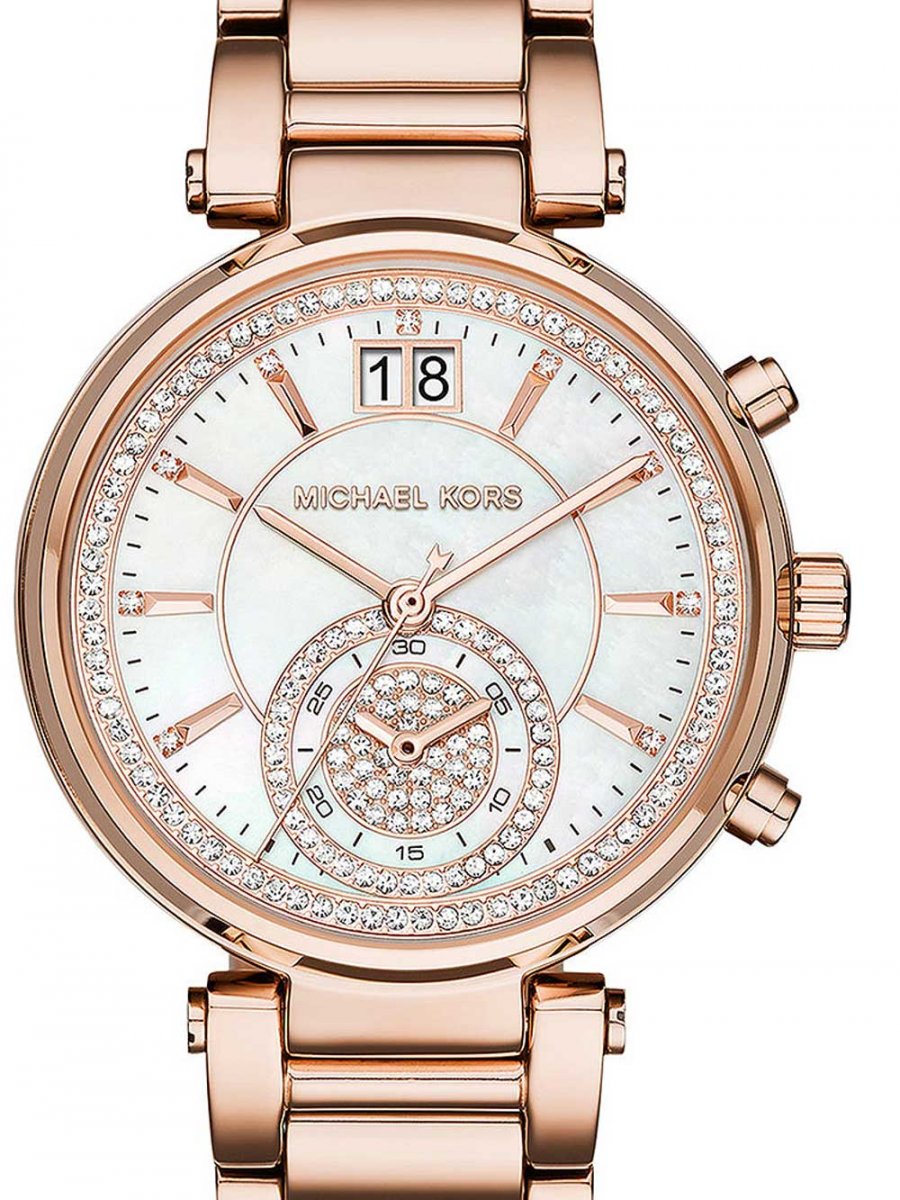  Shop Authentic Michael Kors Sawyer Mother of Pearl White Dial Rose Gold Steel Strap Watch for Women - MK6282 - Luxxuri