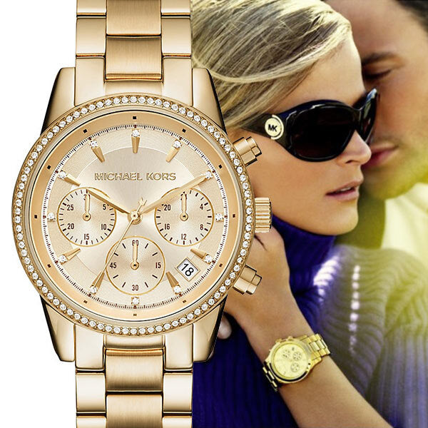  Shop Authentic Michael Kors Ritz Gold Dial Gold Steel Strap Watch for Women - MK6356 - Luxxuri