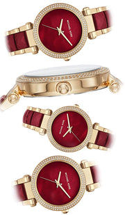  Shop Authentic Michael Kors Parker Mother of Pearl Red Dial Two Tone Steel Strap Watch for Women - MK6427 - Luxxuri