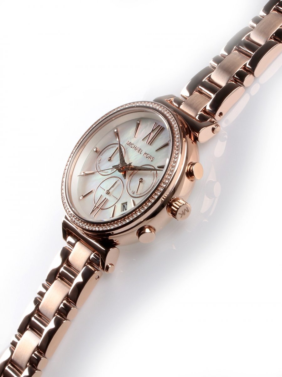  Shop Authentic Michael Kors Sofie Chronograph Mother of Pearl White Dial Rose Gold Steel Strap Watch For Women - MK6576 - Luxxuri