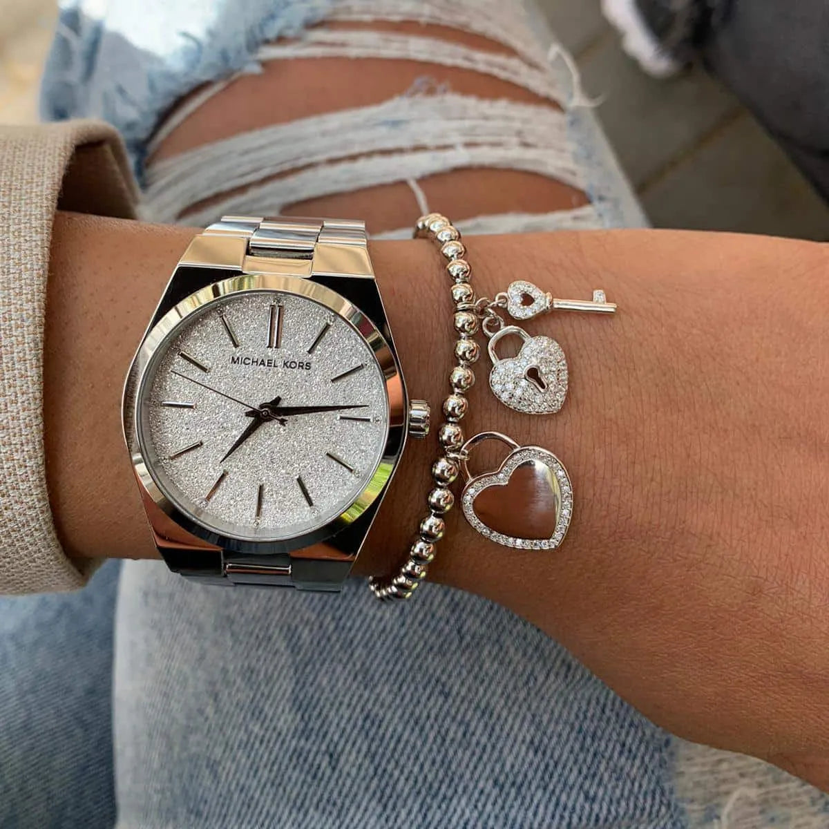  Shop Authentic Michael Kors Channing Three Hand Silver Dial Silver Steel Strap Watch For Women - MK6626 - Luxxuri