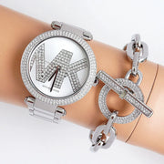  Shop Authentic Michael Kors Parker Quartz Silver Dial Silver Steel Strap Watch For Women - MK6658 - Luxxuri