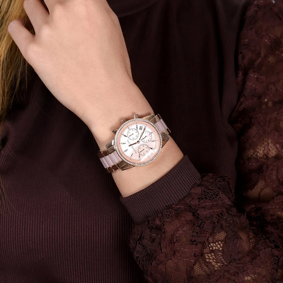  Shop Authentic Michael Kors Ritz Chronograph Mother of Pearl White Dial Two Tone Steel Strap Watch For Women - MK6769 - Luxxuri