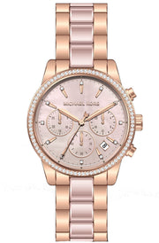 Shop Authentic Michael Kors Ritz Chronograph Mother of Pearl White Dial Two Tone Steel Strap Watch For Women - MK6769 - Luxxuri