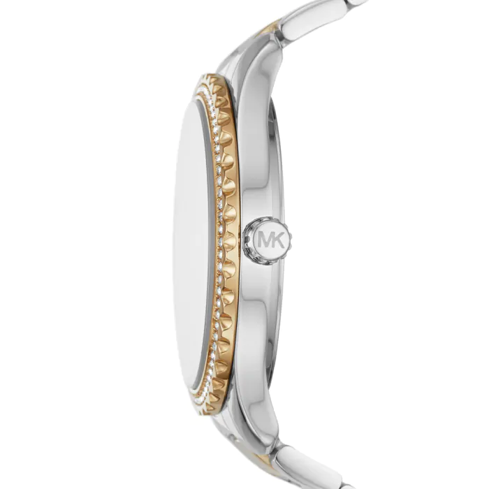  Shop Authentic Michael Kors Layton Quartz Silver Dial Two Tone Steel Strap Watch For Women - MK6899 - Luxxuri