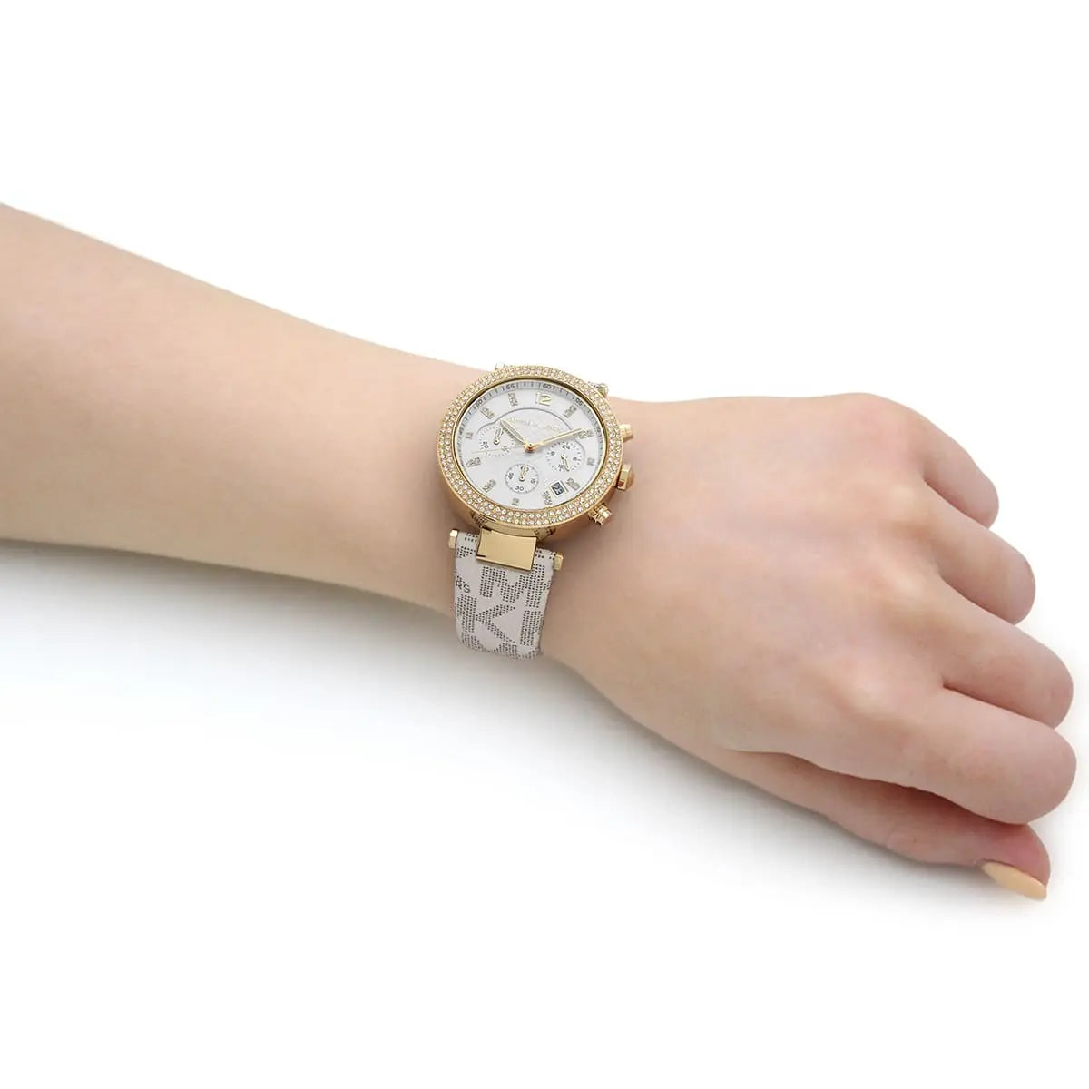  Shop Authentic Michael Kors Parker Chronograph White Dial White Leather Strap Watch For Women - MK6916 - Luxxuri