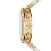  Shop Authentic Michael Kors Parker Chronograph White Dial White Leather Strap Watch For Women - MK6916 - Luxxuri