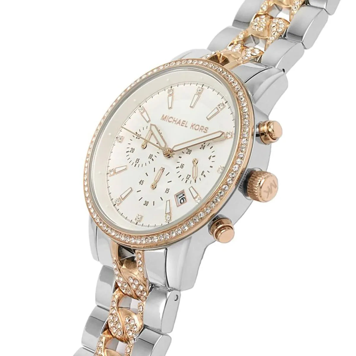  Shop Authentic Michael Kors Ritz Chronograph Silver Dial Two Tone Steel Strap Watch For Women - MK6938 - Luxxuri