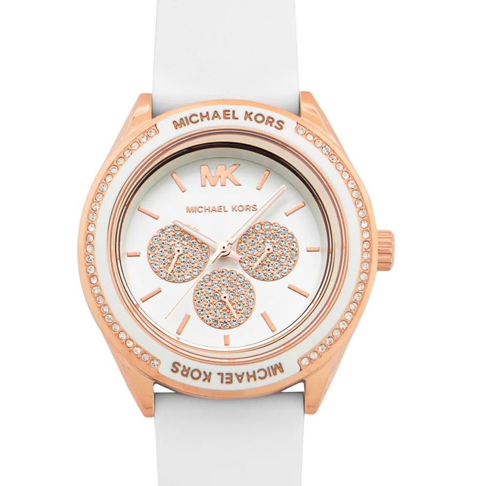  Shop Authentic Michael Kors Oversized Sport Quartz White Dial White Rubber Strap Watch For Women - MK6945 - Luxxuri