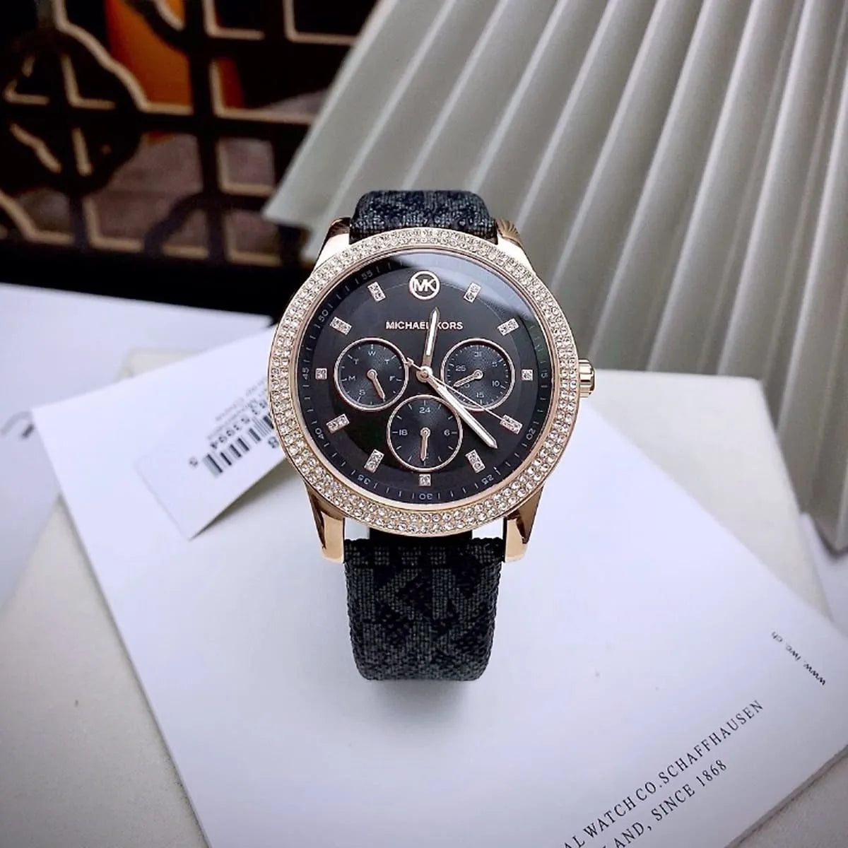  Shop Authentic Michael Kors Tibby Multifunction Black Dial Black Leather Strap Watch For Women - MK6968 - Luxxuri