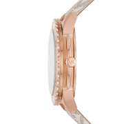  Shop Authentic Michael Kors Runway Quartz Rose Gold Dial White Leather Strap Watch For Women - MK6980 - Luxxuri