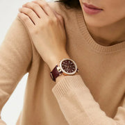  Shop Authentic Michael Kors Parker Chronograph Red Dial Red Leather Strap Watch For Women - MK6986 - Luxxuri
