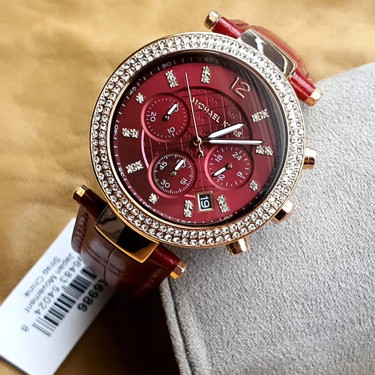  Shop Authentic Michael Kors Parker Chronograph Red Dial Red Leather Strap Watch For Women - MK6986 - Luxxuri