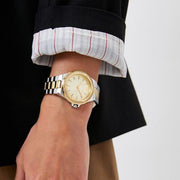  Shop Authentic Michael Kors Lennox Three-Hand Gold Dial Two Tone Steel Strap Watch For Women  - MK6988 - Luxxuri