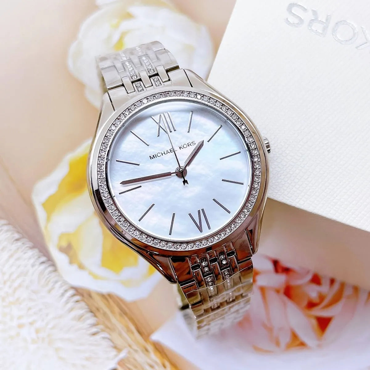  Shop Authentic Michael Kors Mindy White Dial Silver Steel Strap Watch For Women - MK7075 - Luxxuri