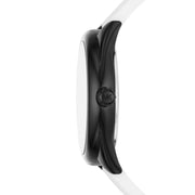  Shop Authentic Michael Kors Janelle Three Hand Black Dial White Rubber Strap Watch For Women - MK7137 - Luxxuri