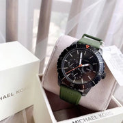  Shop Authentic Michael Kors Cunningham Chronograph Black Dial Green Rubber Strap Watch For Men - MK7165 - Luxxuri