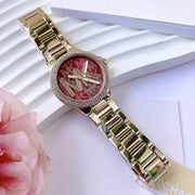  Shop Authentic Michael Kors Camille Analog Red Dial Gold Steel Strap Watch For Women - MK7196 - Luxxuri