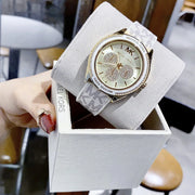  Shop Authentic Michael Kors Jessa Multifunction Gold Dial White Leather Strap Watch For Women - MK7204 - Luxxuri