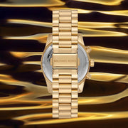  Shop Authentic Michael Kors Lexington Chronograph Blue Dial Gold Steel Strap Watch For Women - MK7216 - Luxxuri
