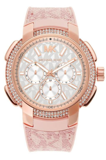  Shop Authentic Michael Kors Sidney Multifunction White Dial Pink Silicone Strap Watch For Women - MK7222 - Luxxuri