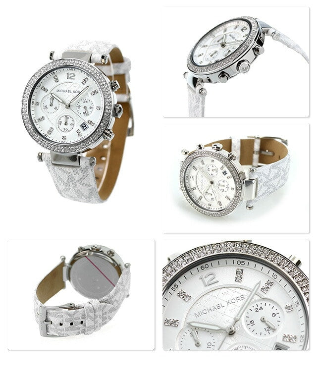  Shop Authentic Michael Kors Parker Chronograph White Dial White Leather Strap Watch For Women - MK7226 - Luxxuri