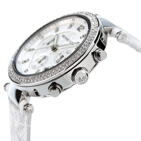  Shop Authentic Michael Kors Parker Chronograph White Dial White Leather Strap Watch For Women - MK7226 - Luxxuri
