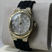  Shop Authentic Michael Kors Lennox Three Hand Crystals Silver Dial Black Silicone Strap Watch For Women - MK7247 - Luxxuri